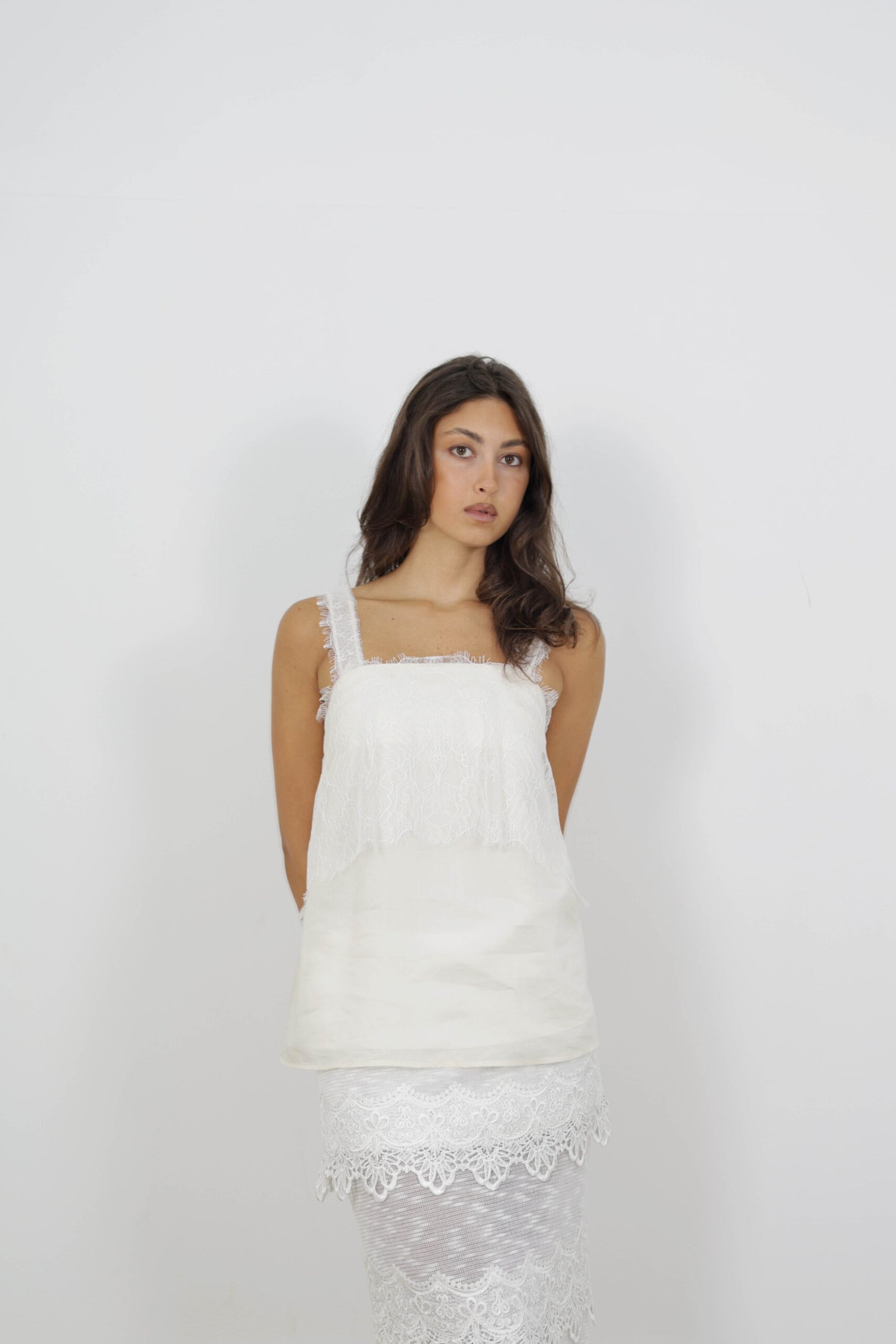 Silk top with Lace detail