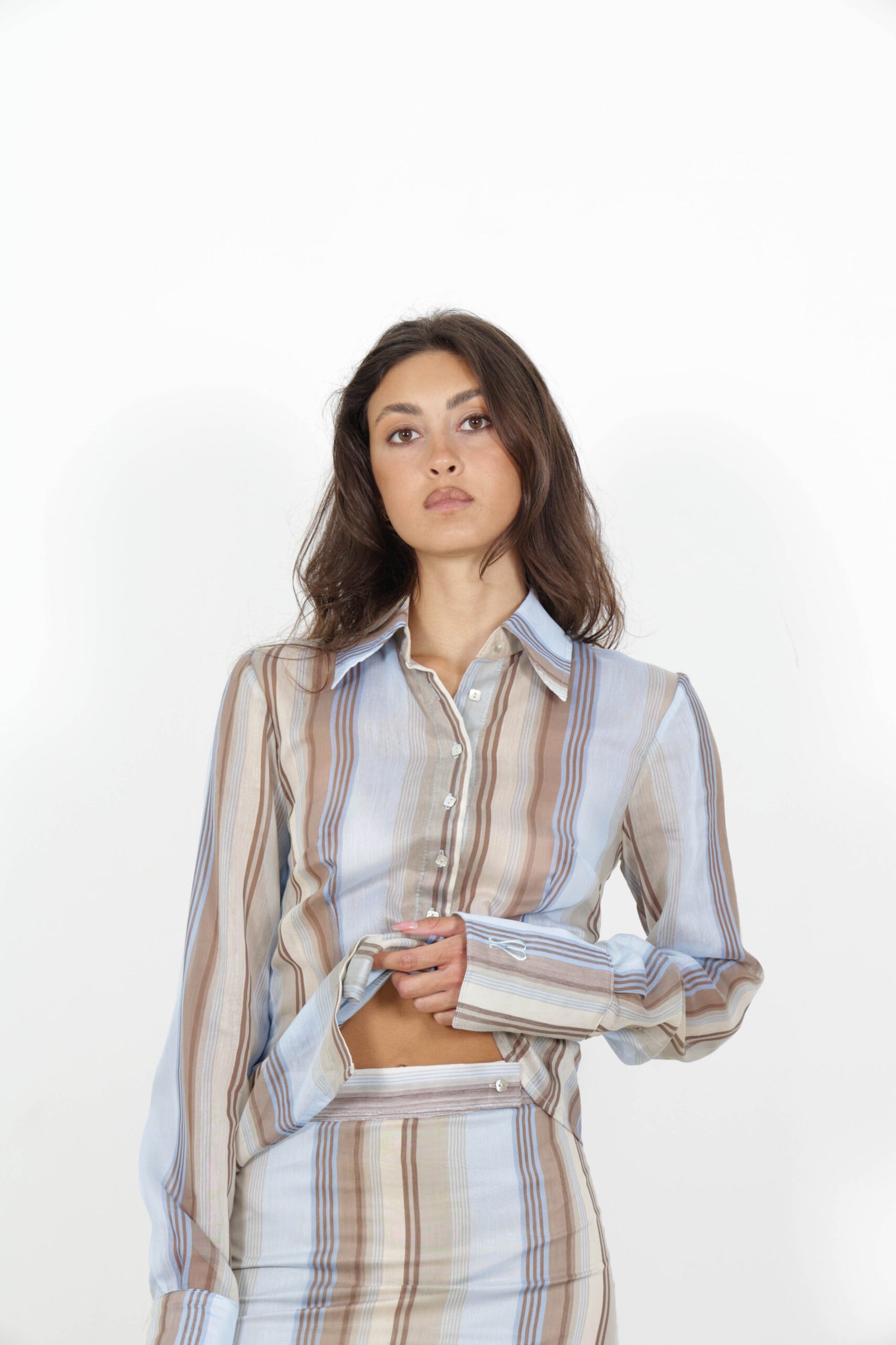 Darted Striped Shirt