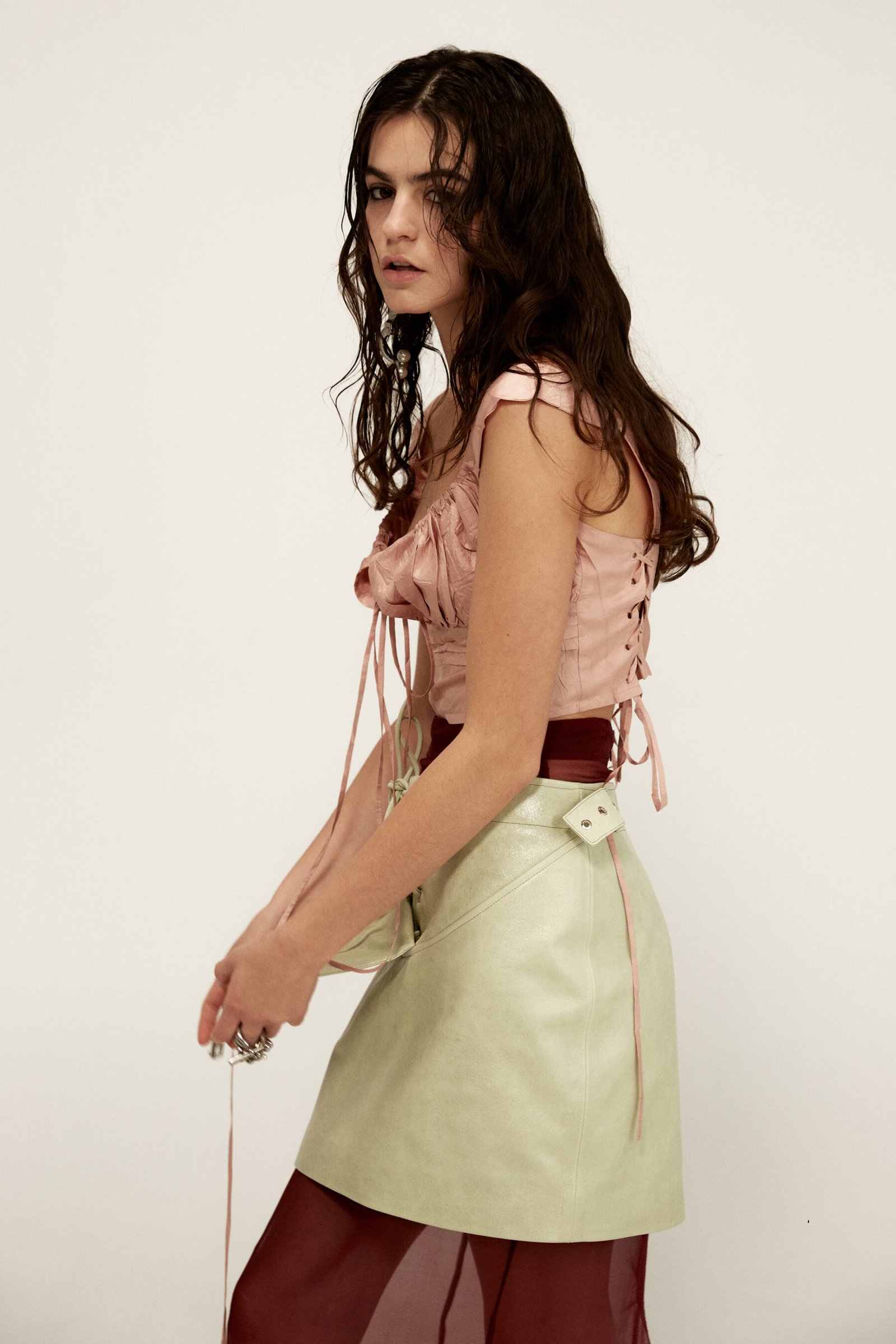 Mint Leather Skirt